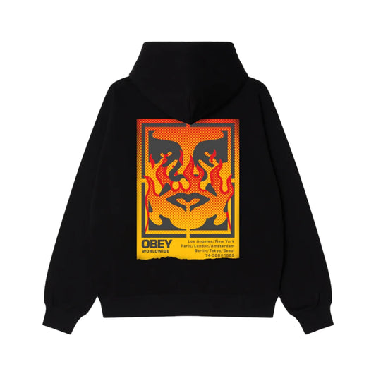 Obey Icon Stencil Flame Hoodie