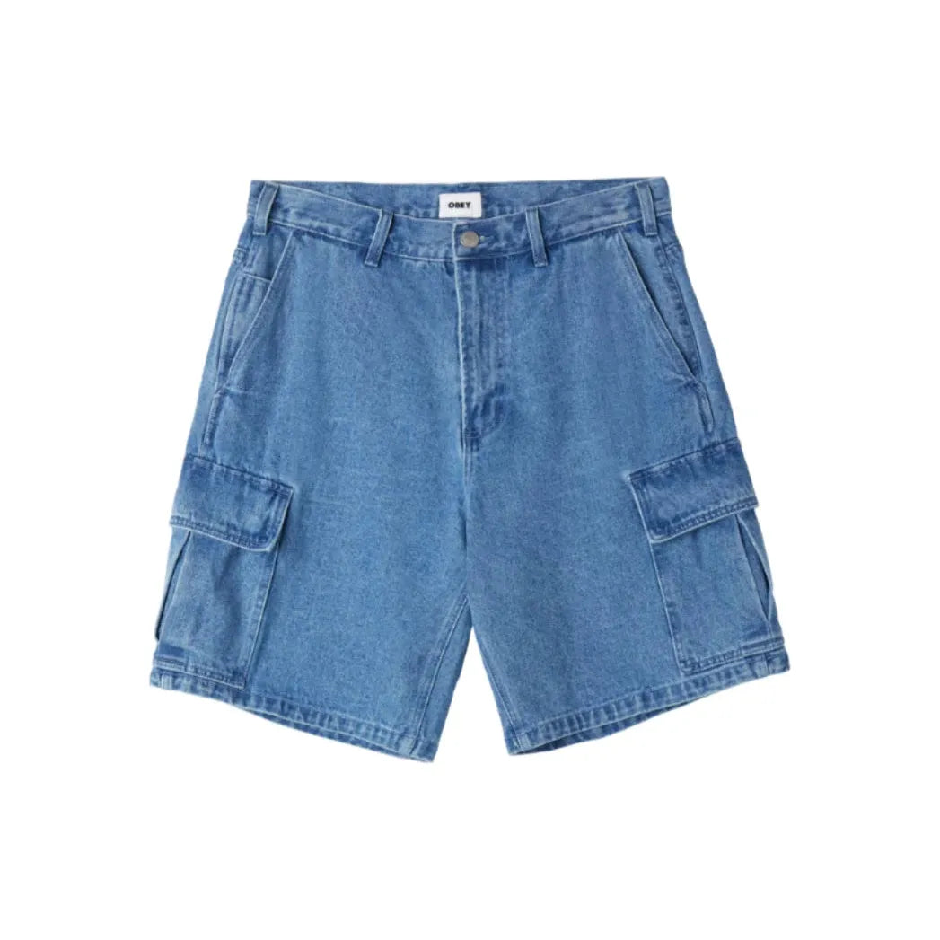 Obey Baggy Denim Cargo Short Light Indigo