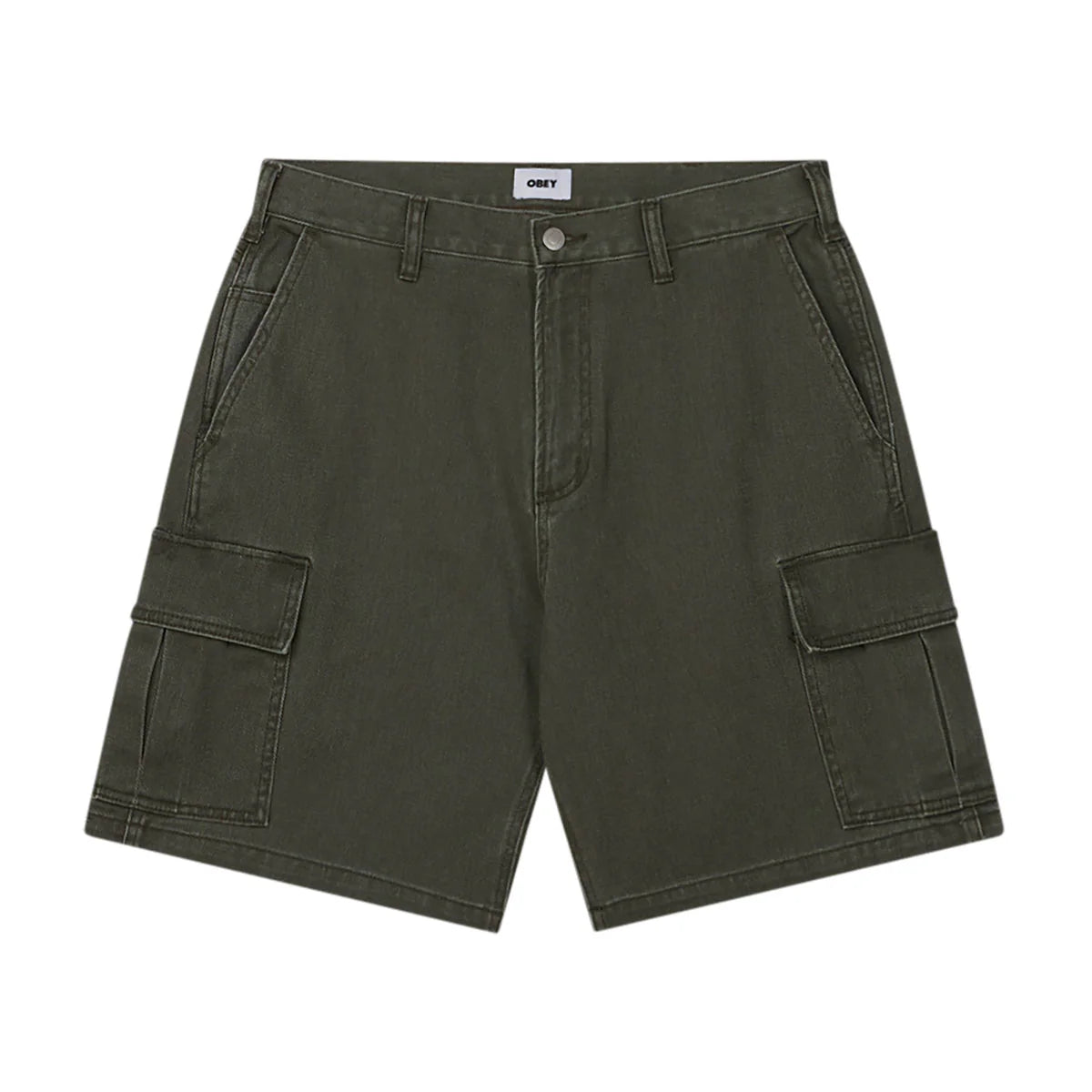 Obey Baggy Denim Cargo Short Grape Leaf Faded Wash