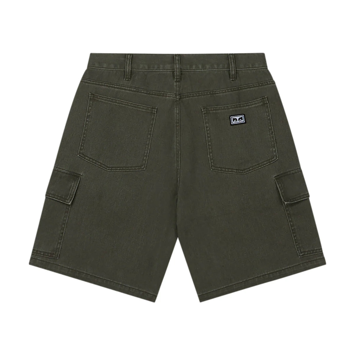 Obey Baggy Denim Cargo Short Grape Leaf Faded Wash
