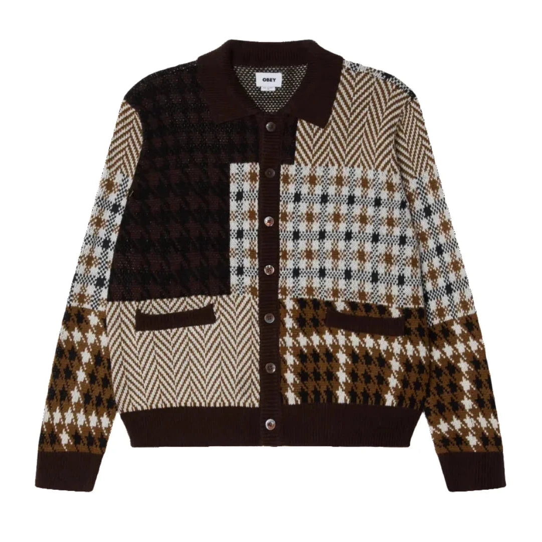 Obey Patchwork Cardigan Sweater