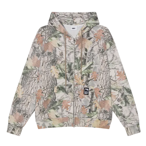 Obey Gothic Zip Hoodie Dusty Vintage Wood Camo
