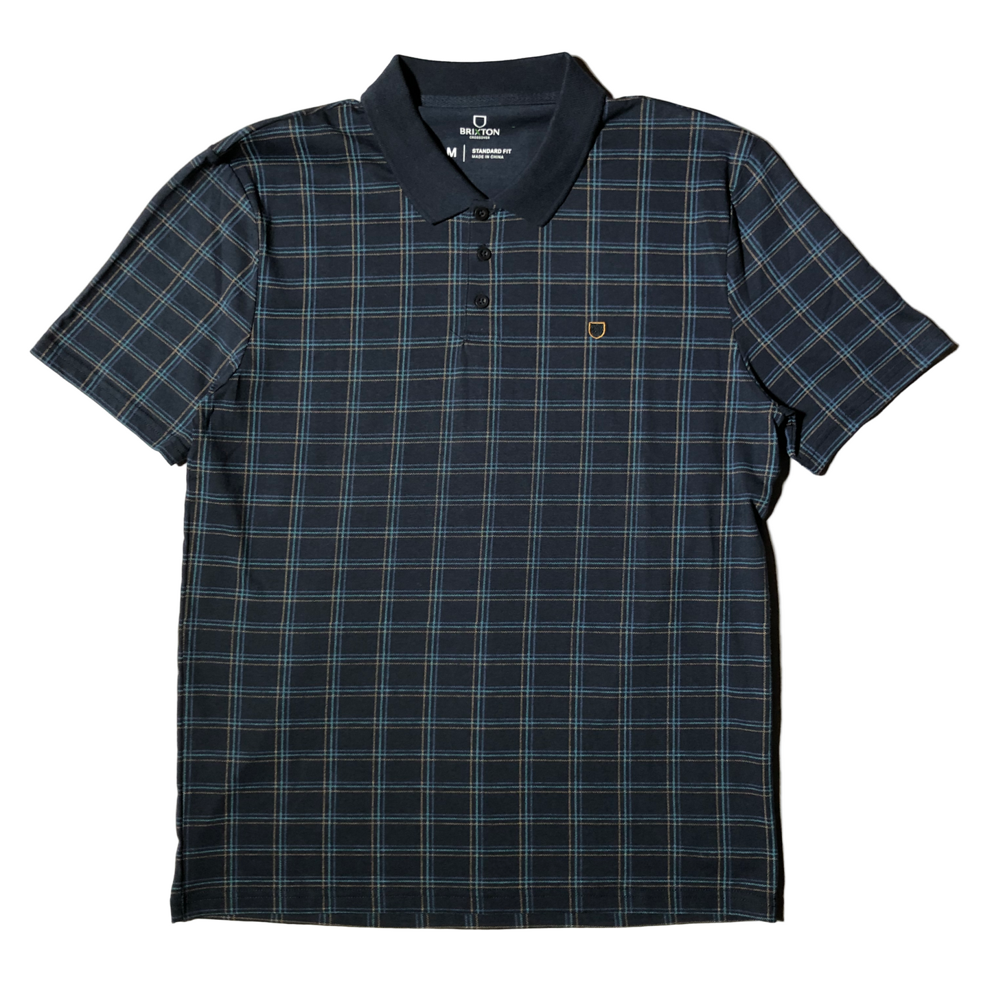 Brixton- Plaid X s/s Polo Knit Navy